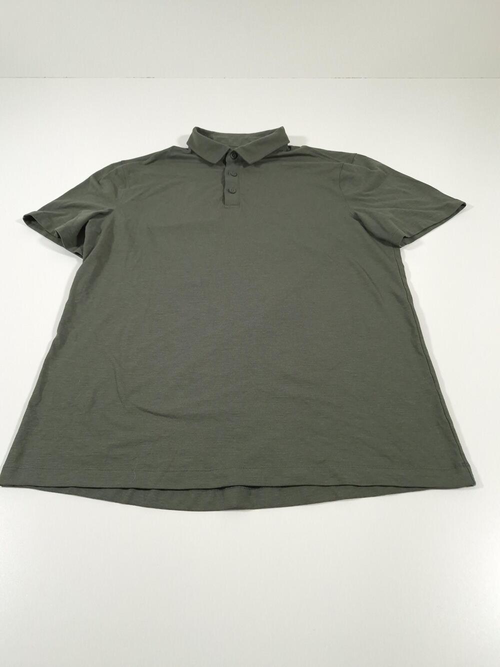 Lululemon Polo Shirt Mens M Green Solid Jersey Golf Performance Lightweight